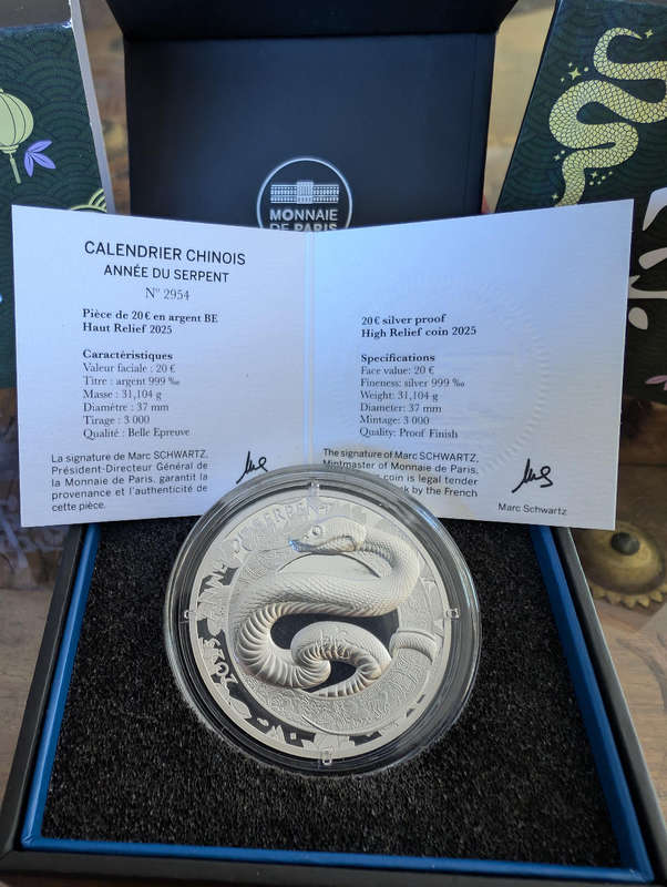 Year of the snake20 High Relief Silver Coin - Proof 2025