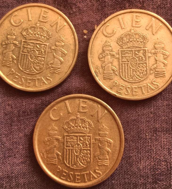 Spain 100 Pesetas Coin Set (1983, 1984, 1985)  Juan Carlos
