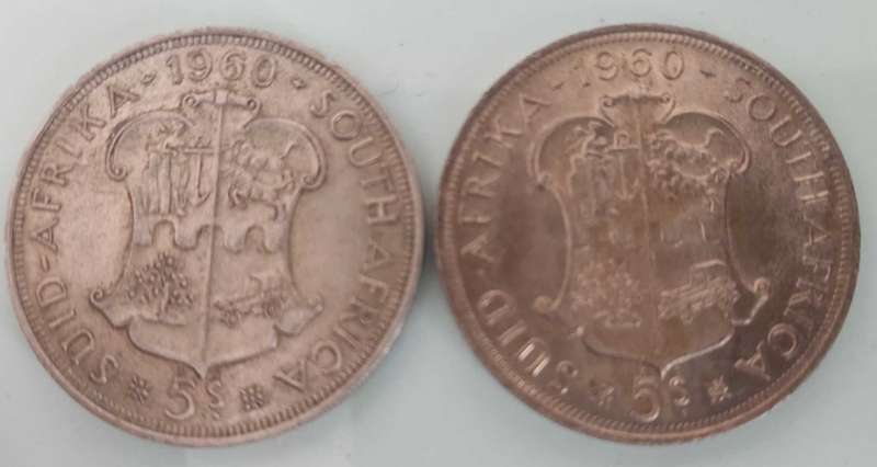 2x 1960 5 shillings