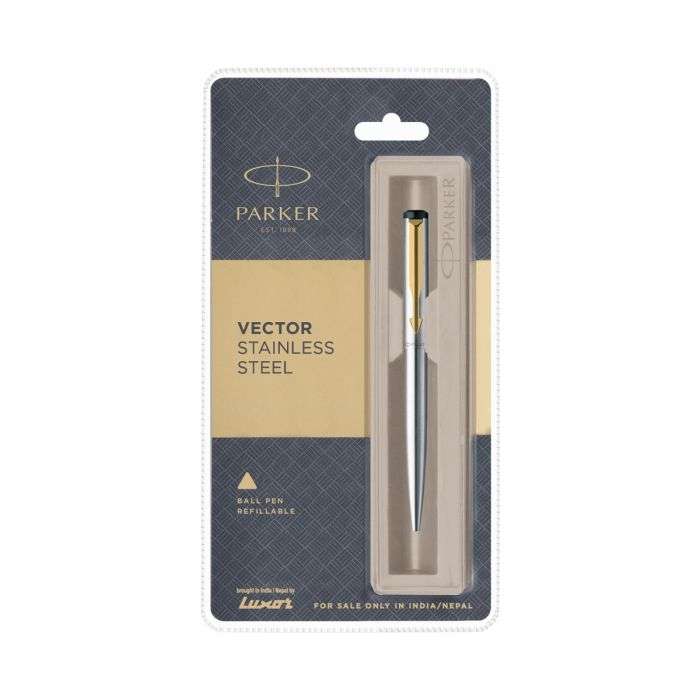 Parker Vector Stainless Steel with Gold Trim