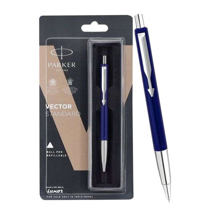 Parker Vector Standard Blue with Chrome Trim