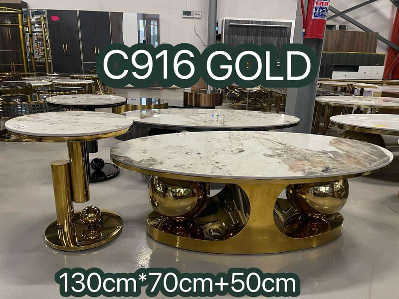 Twin Ball Coffee Table and Side Table set - Gold