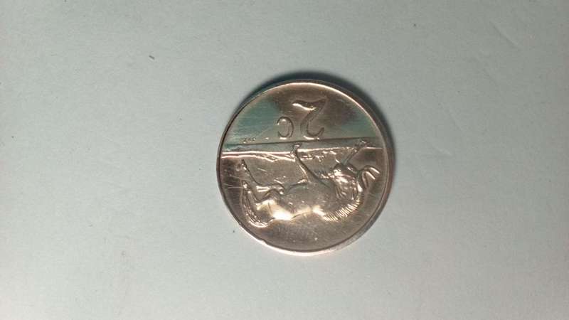 South Africa 5 cent coin 1990,2 cent error coin 1990
