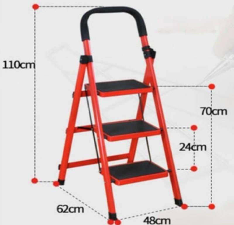 3 step steel ladder (hand rail)