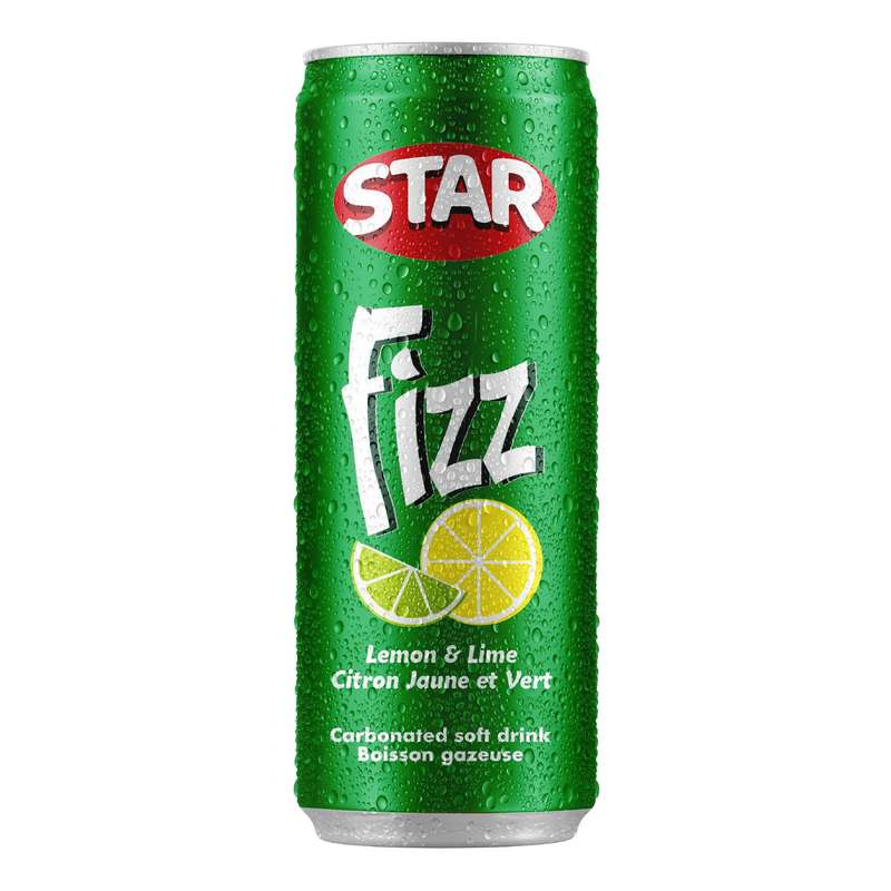 Star Fizz Lemon And Lime Flavoured Soft Drink Can, 300ml - Pack Of 24