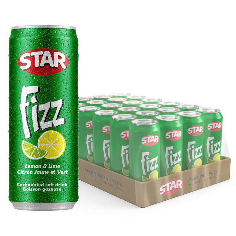 Star Fizz Lemon And Lime Flavoured Soft Drink Can, 300ml - Pack Of 24