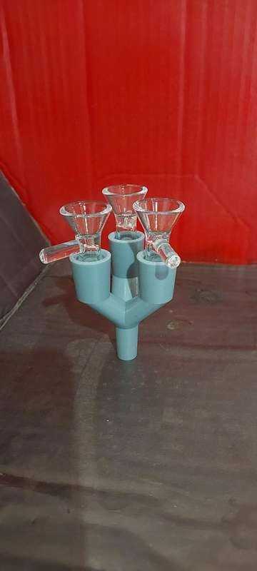 Bong Attachment - Triple Barrel 14mm (Bowls Included) - Custom Collectible made piece