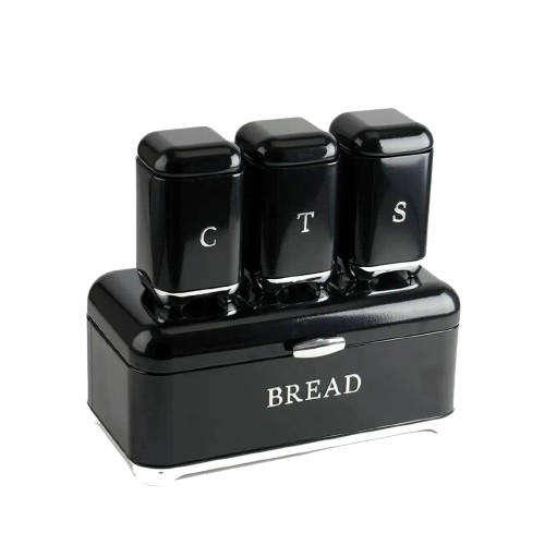 Bread Bin and Canister Set(BLACK)