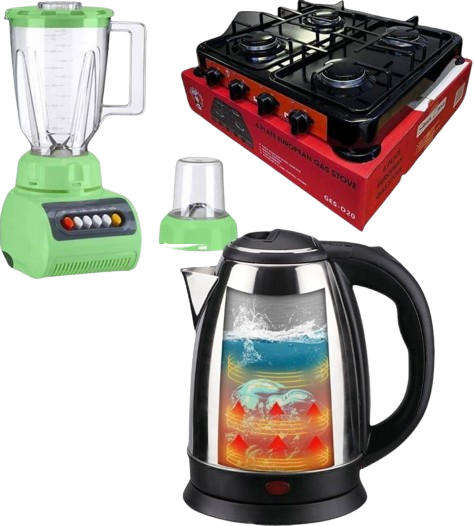 COMBO 1.5L ELECTRIC BLENDER 4 PLATE GAS STOVE  2L ELECTRIC KETTLE