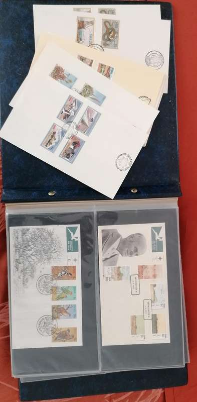 Album with lots of SWA fdc's, mini sheets & dated stamp sets