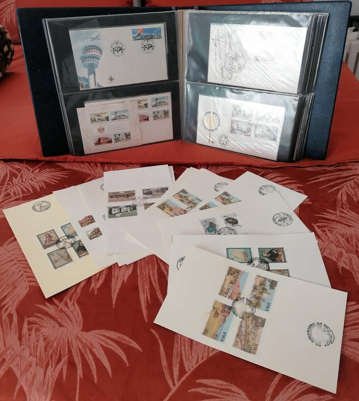 Album with lots of SWA fdc's, mini sheets & dated stamp sets