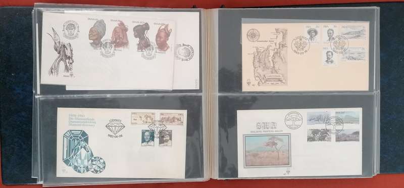 Album with lots of SWA fdc's, mini sheets & dated stamp sets