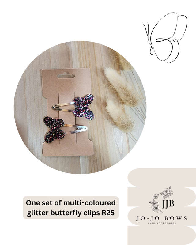 Hand Made Glitter Butterfly clips