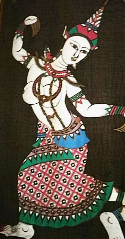 Set of 3 Vintage silk painting, 40's / 50's art, Hindu mythology, Asian art,