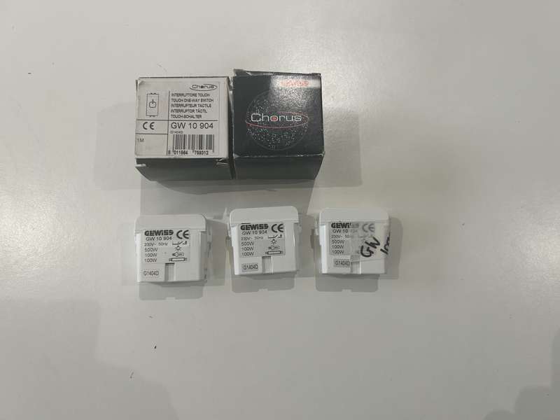 CHORUS TOUCH ONE WAY SWITCH MODULE 1M WHITE GW10904 GEWISS