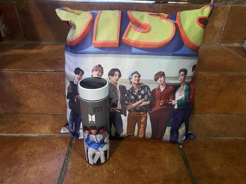BTS bundle Pillow and water bottle