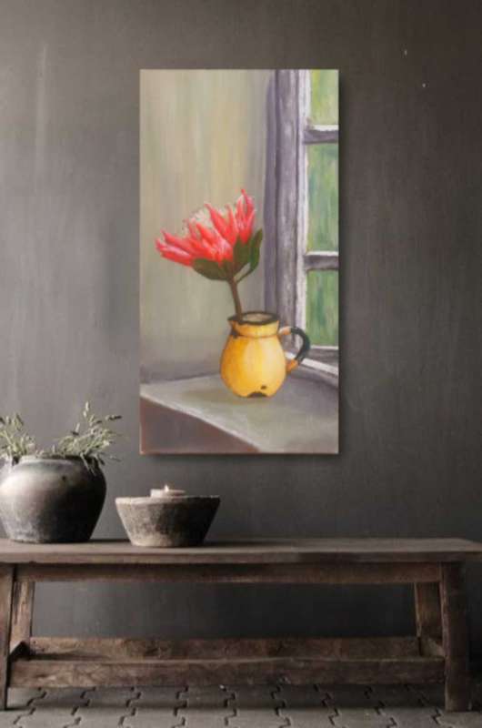 Original Acrylic painting "Protea " 45cm x 24cm