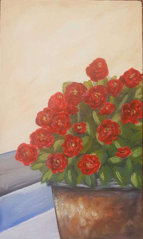 Original Acrylic painting "Red Roses" 40cm x 23cm