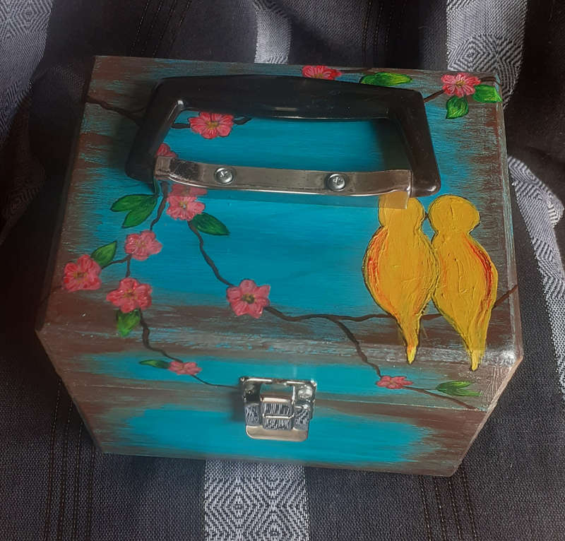 Decorative hand painted wooden box.
