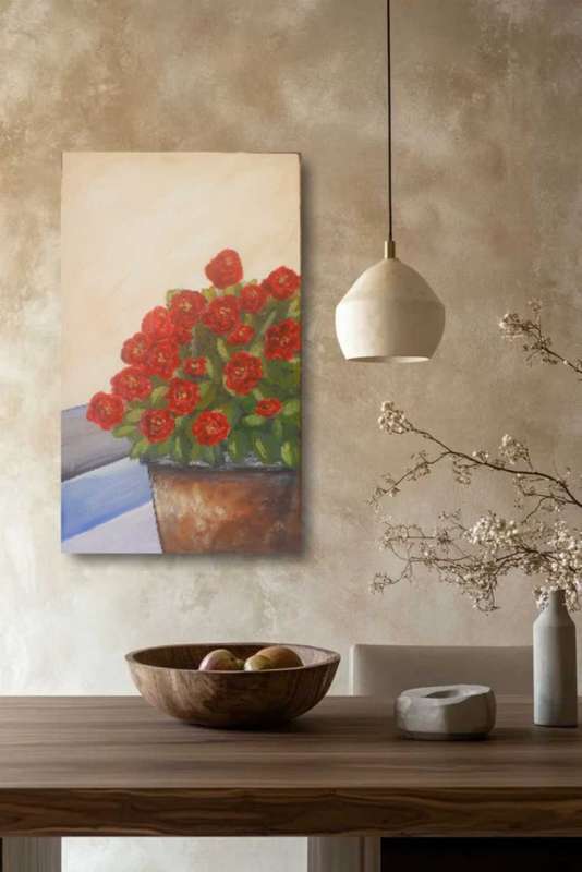 Original Acrylic painting "Red Roses" 40cm x 23cm