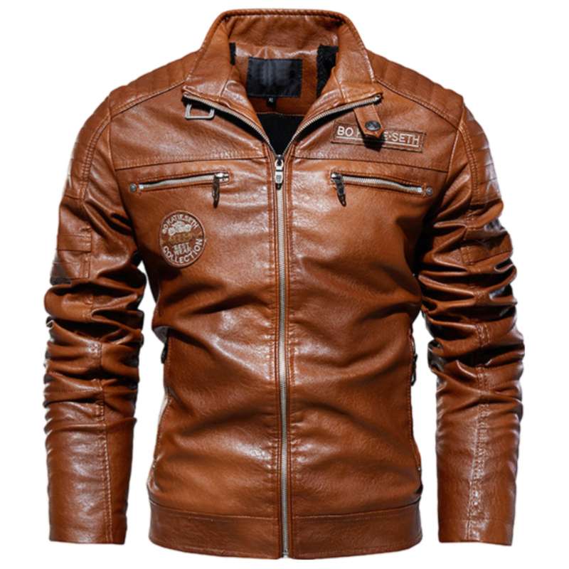 PU leather jacket with fleece