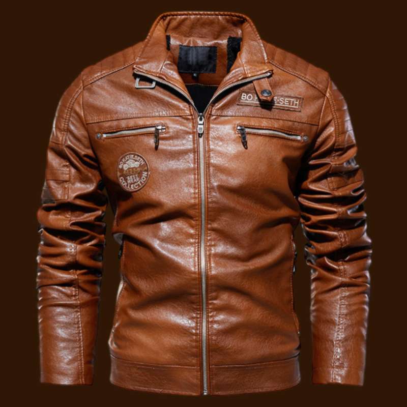 PU leather jacket with fleece