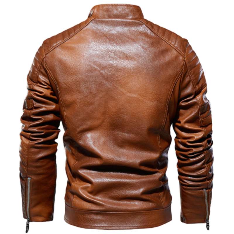 PU leather jacket with fleece