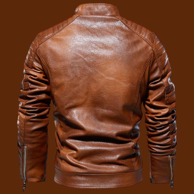 PU leather jacket with fleece