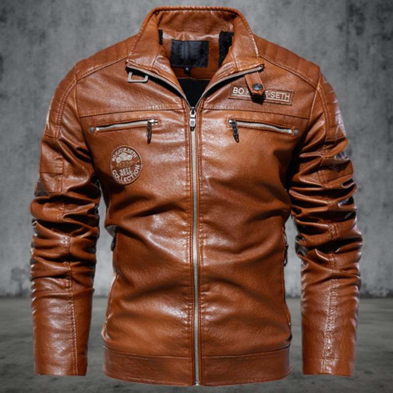 PU leather jacket with fleece