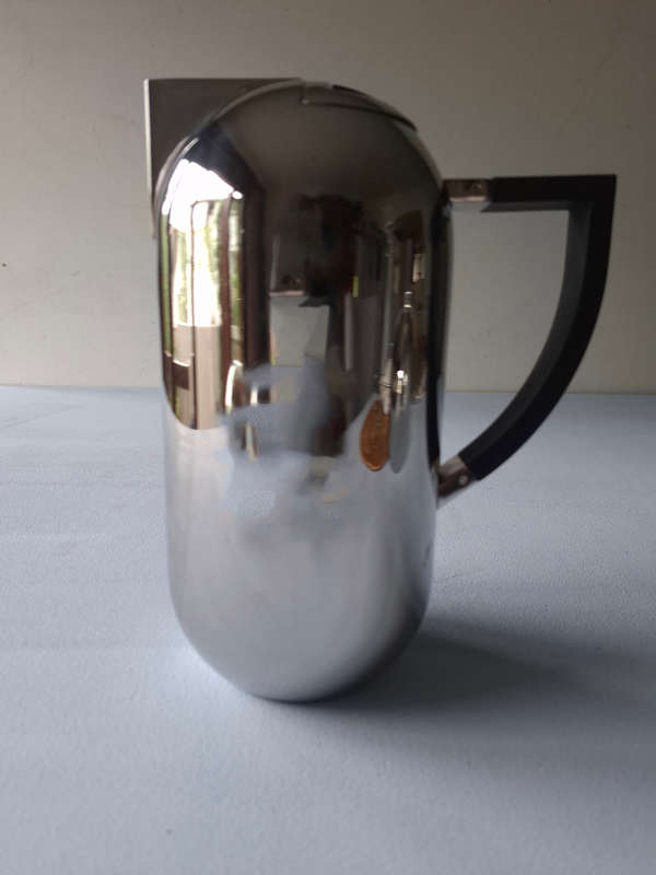 Bauhaus-Style NIO Oliver Hemming Stainless Steel Coffee and Tea Set with Sugar Bowl ad Milk Jug