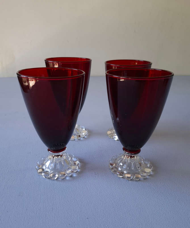 Set of 4 Anchor Hocking Berwick-Boopie Ruby Water Goblet
