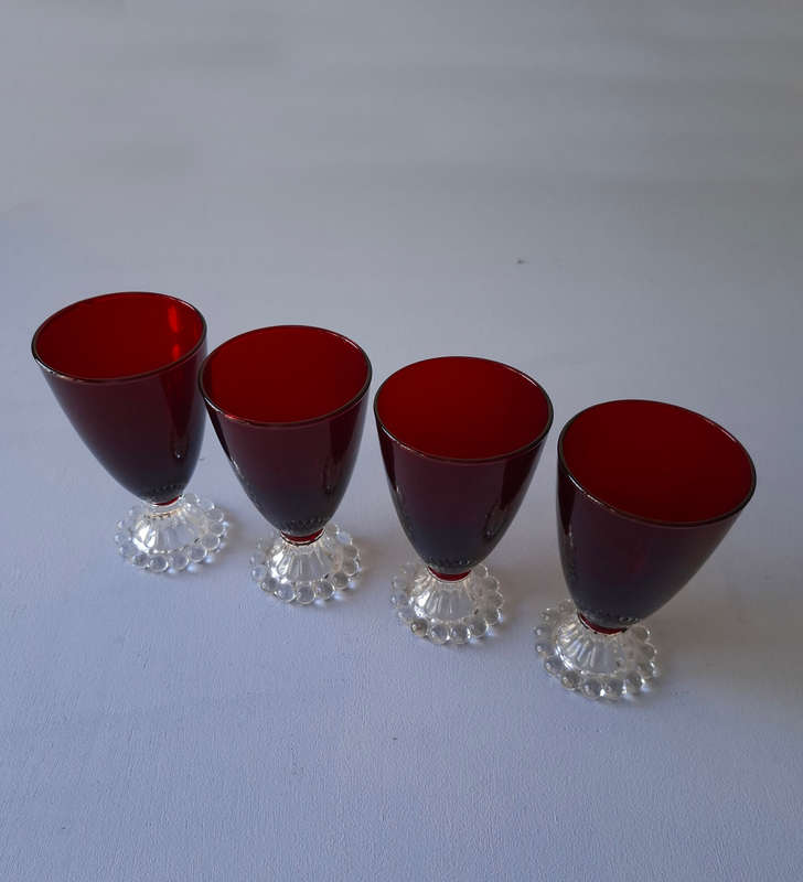 Set of 4 Anchor Hocking Berwick-Boopie Ruby Water Goblet