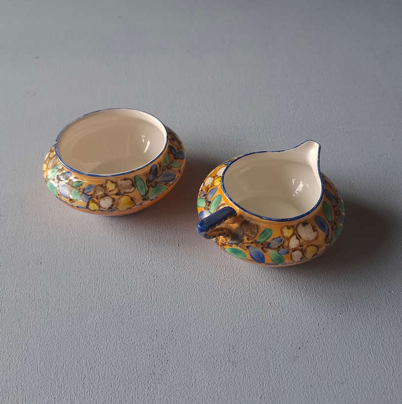 Handpainted Porcelain Creamer and Sugar Bowl Marked Duchess China 1910-1933