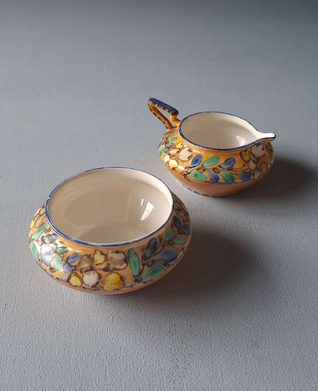 Handpainted Porcelain Creamer and Sugar Bowl Marked Duchess China 1910-1933