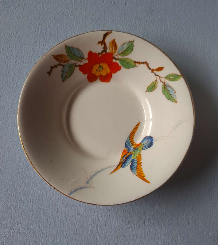 Grindley England Rare Kingfisher Pattern Demitasse Cup and Saucer