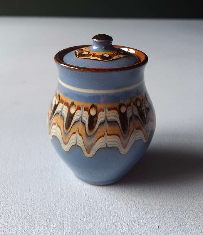 Bulgarian Troyan Slipware Ceramics Teapot, Sugar Bowl and Milk Jug