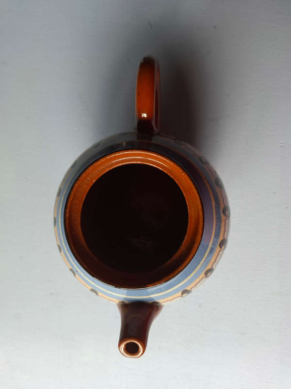 Bulgarian Troyan Slipware Ceramics Teapot, Sugar Bowl and Milk Jug