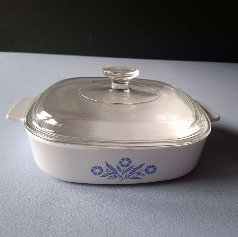 Corning Ware Casserole with Lid in the Blue Cornflower Vintage Pattern