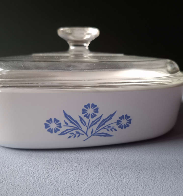 Corning Ware Casserole with Lid in the Blue Cornflower Vintage Pattern
