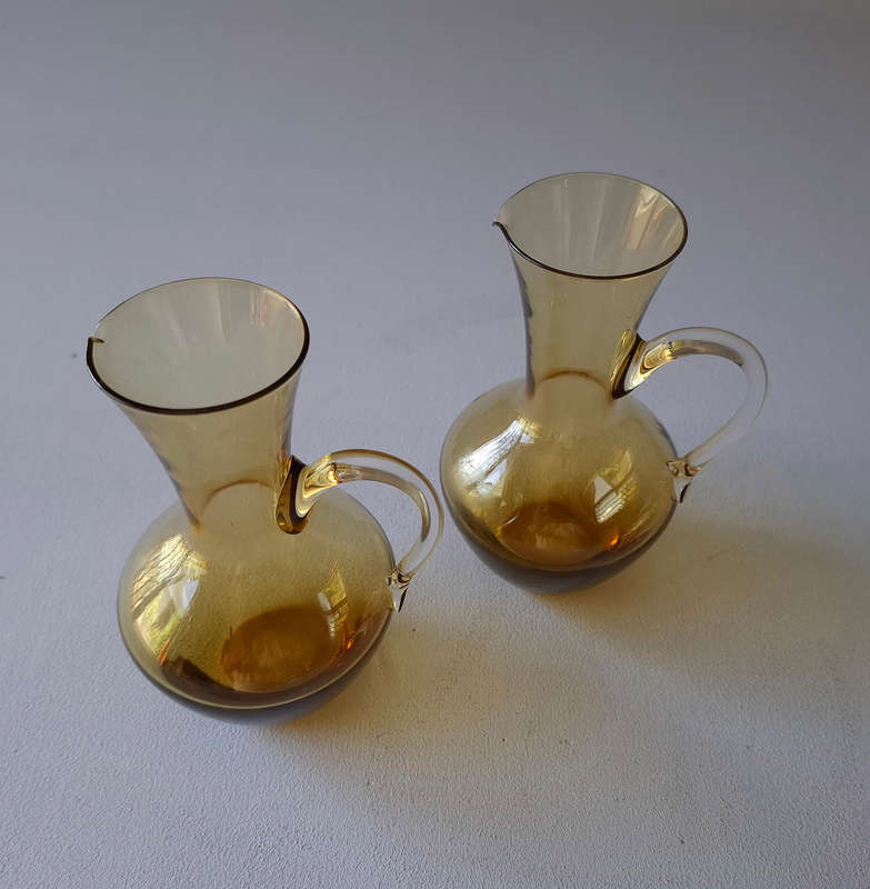 Vintage Amber Glass Hand Blown Jugs