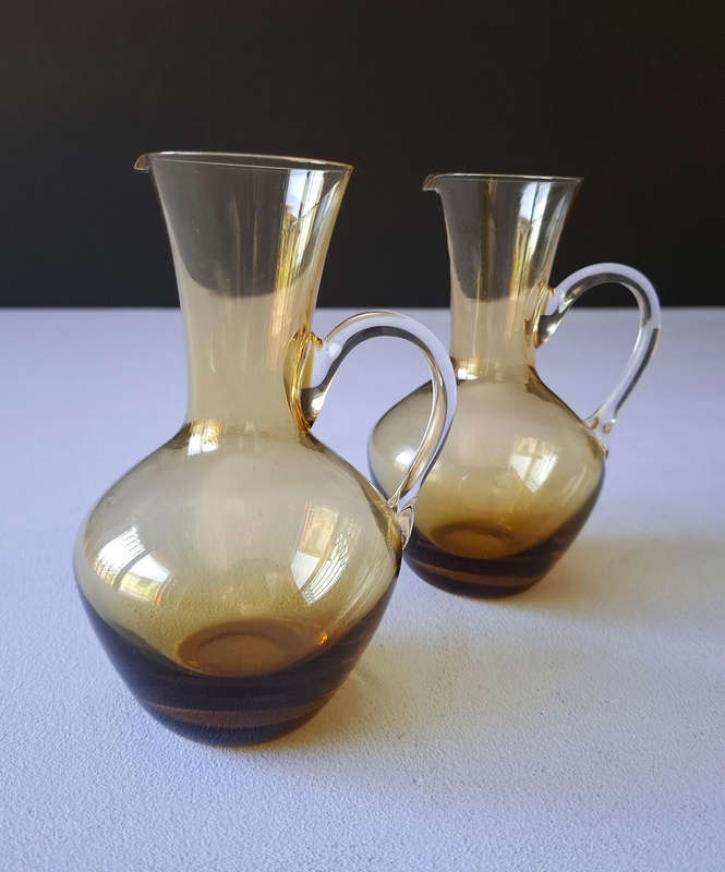 Vintage Amber Glass Hand Blown Jugs