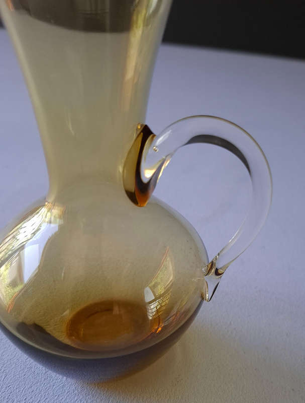 Vintage Amber Glass Hand Blown Jugs