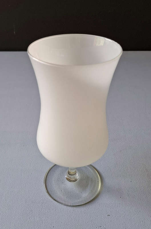 Venetian White Glass Curved Clear-footed Vase or Cocktail glass