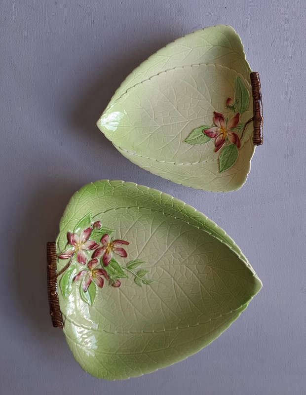 Carlton Ware Green Apple Blossom Triangular Plates