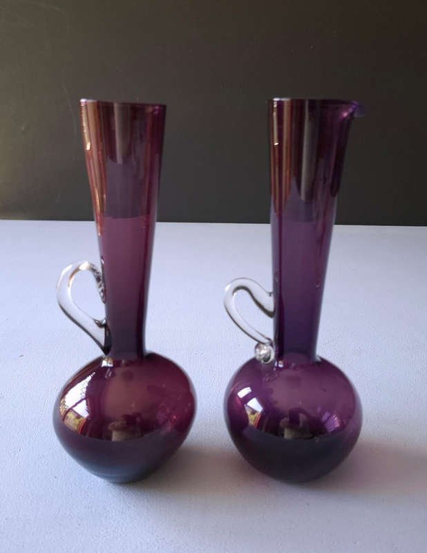 Venetian Purple Hand Blown Glass Vases