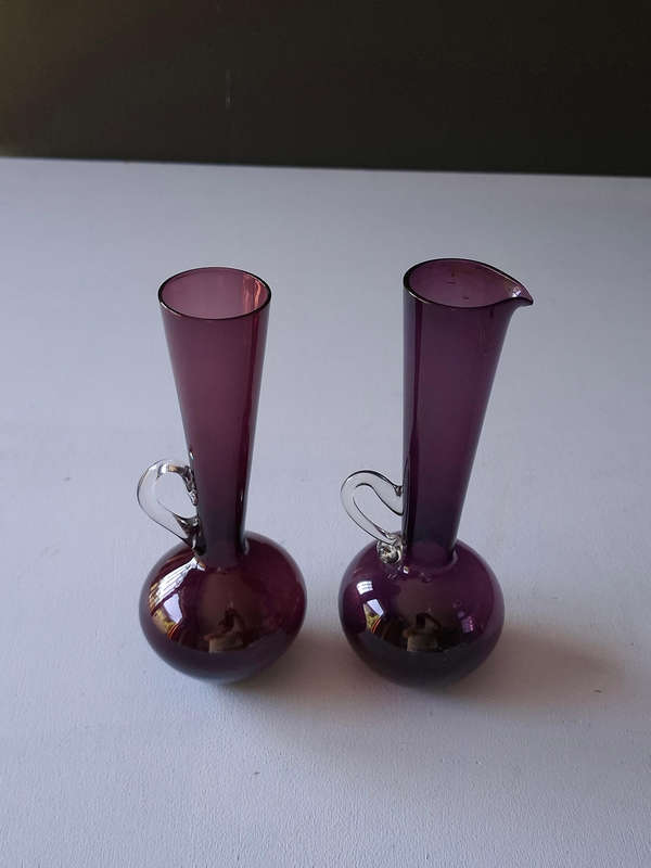 Venetian Purple Hand Blown Glass Vases