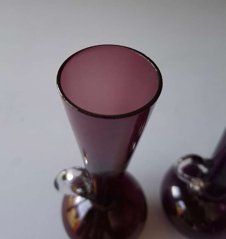 Venetian Purple Hand Blown Glass Vases