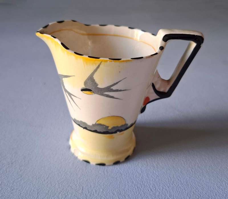 1930s Burleigh Sunray Pattern Milk Jug, 3 Cups and 6 Saucers