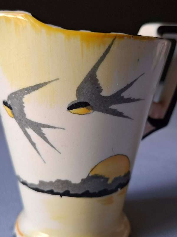 1930s Burleigh Sunray Pattern Milk Jug, 3 Cups and 6 Saucers