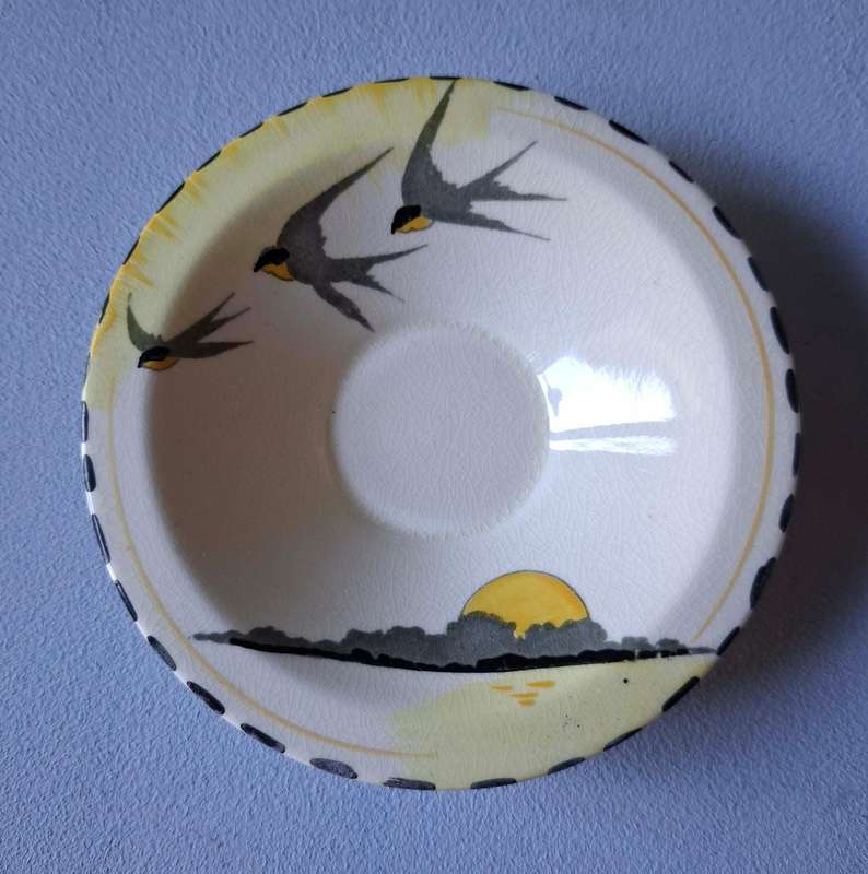 1930s Burleigh Sunray Pattern Milk Jug, 3 Cups and 6 Saucers